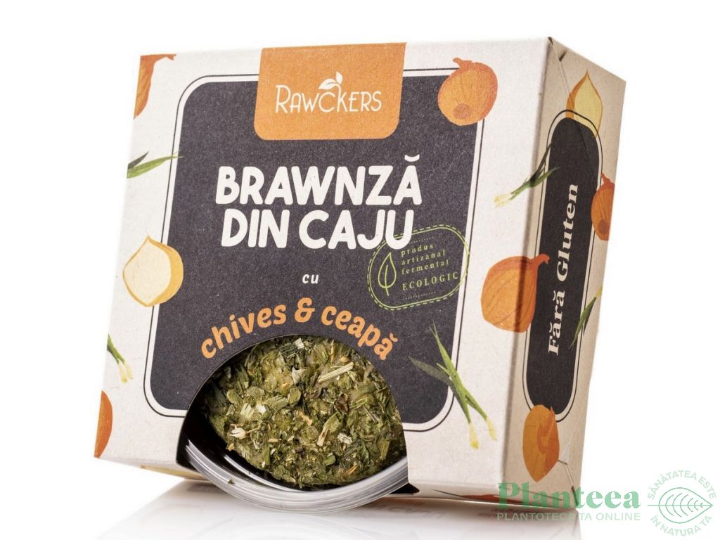 Branza caju maturata cu chives ceapa eco 150g - RAWCKERS