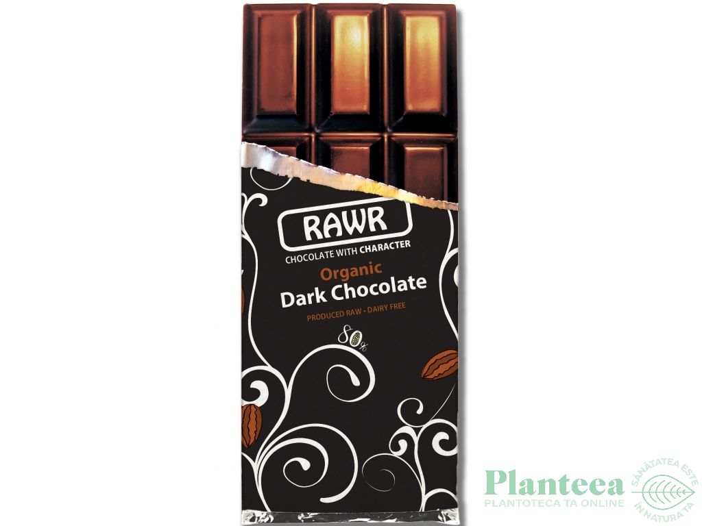 Ciocolata neagra 80%cacao clasica raw eco 60g - RAWR