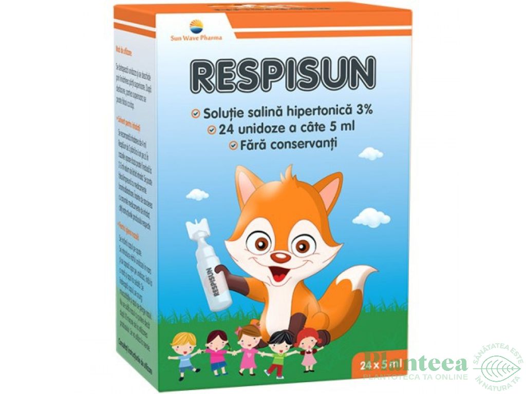 Solutie salina hipertonica 3% Respisun unidoze 24x5ml - SUN WAVE PHARMA