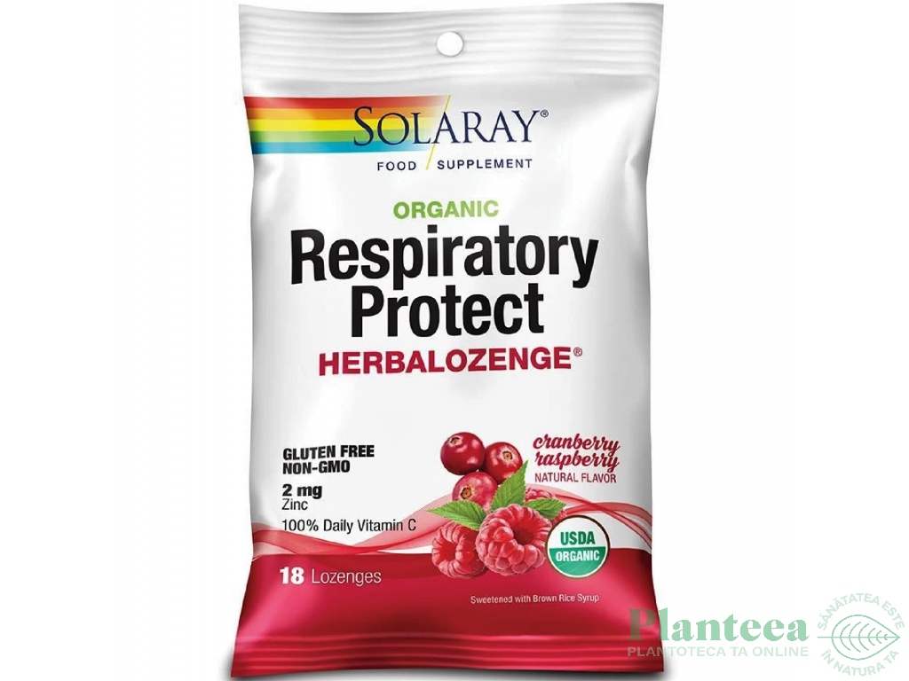 Dropsuri Respiratory Protect zmeura afine 18cp - SOLARAY