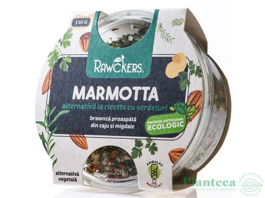 Ricotta caju migdale cu verdeturi Marmotta eco 150g - RAWCKERS