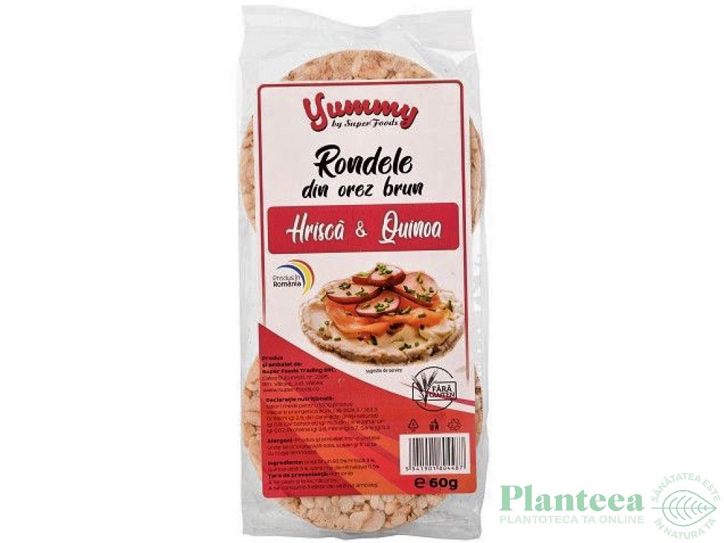 Rondele expandate orez brun hrisca quinoa 60g - SUPERFOODS