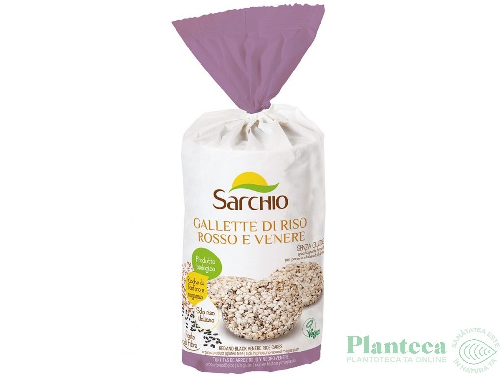 Rondele expandate orez rosu negru fara gluten eco 100g - SARCHIO