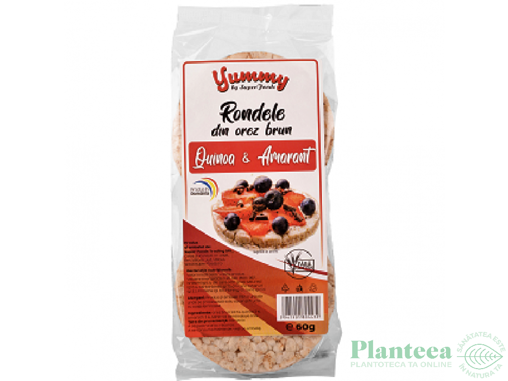 Rondele expandate orez brun quinoa amarant 60g - SUPERFOODS