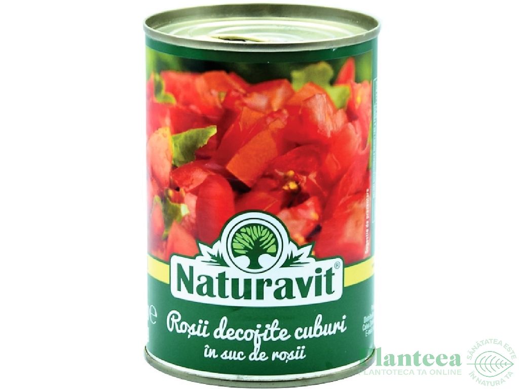 Rosii decojite cuburi in suc propriu 425ml - NATURAVIT