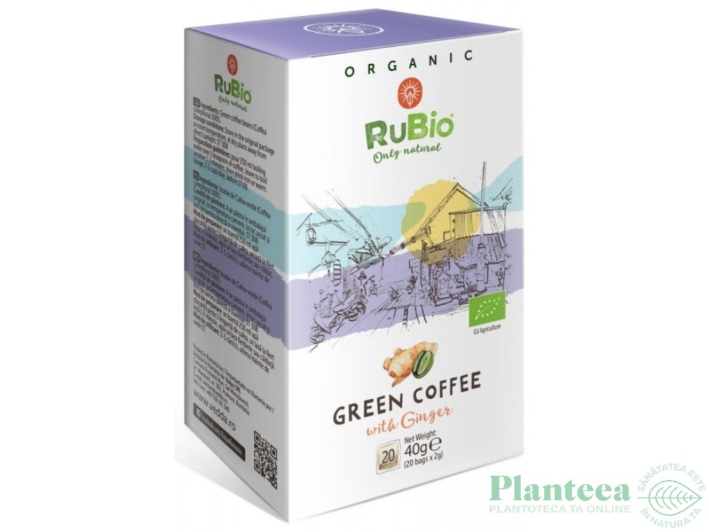 Cafea verde macinata ghimbir organica 20plx2g - RUBIO