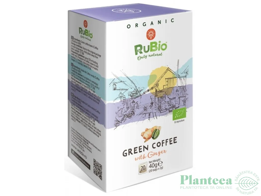 Cafea verde macinata ghimbir organica 20plx2g - RUBIO