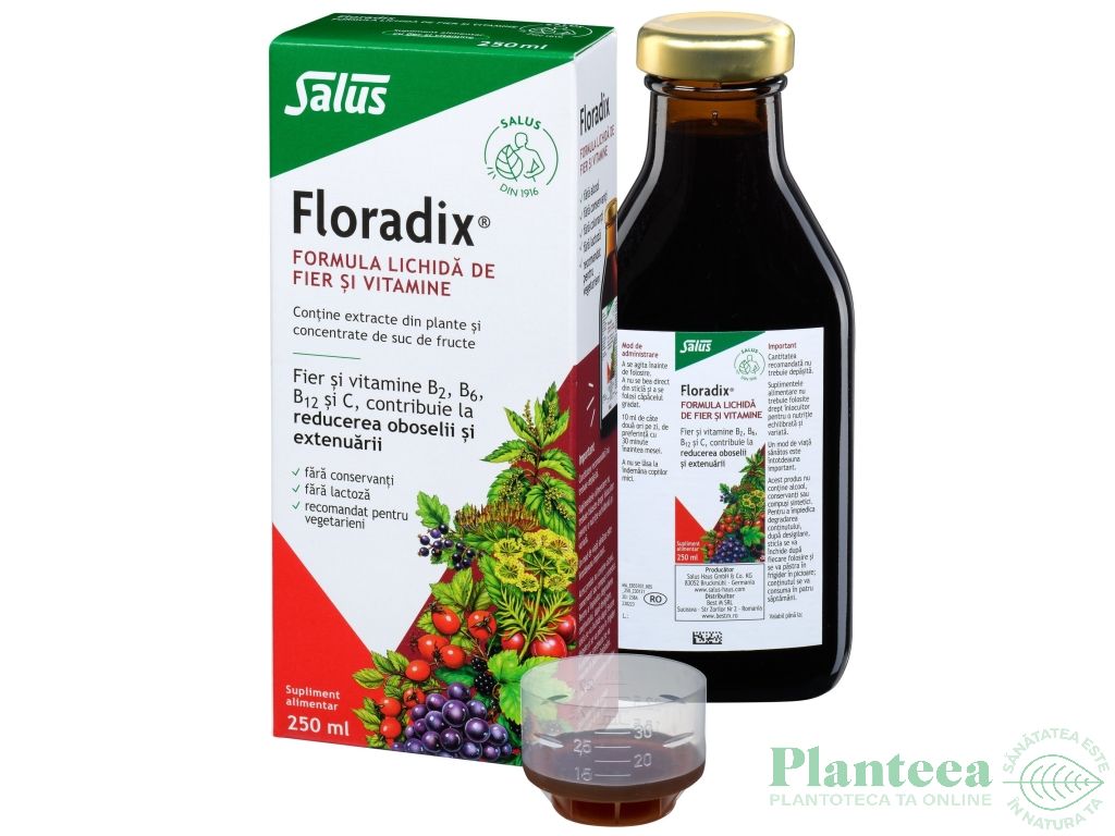 Formula lichida fier vitamine adulti Floradix 250ml - SALUS HAUS