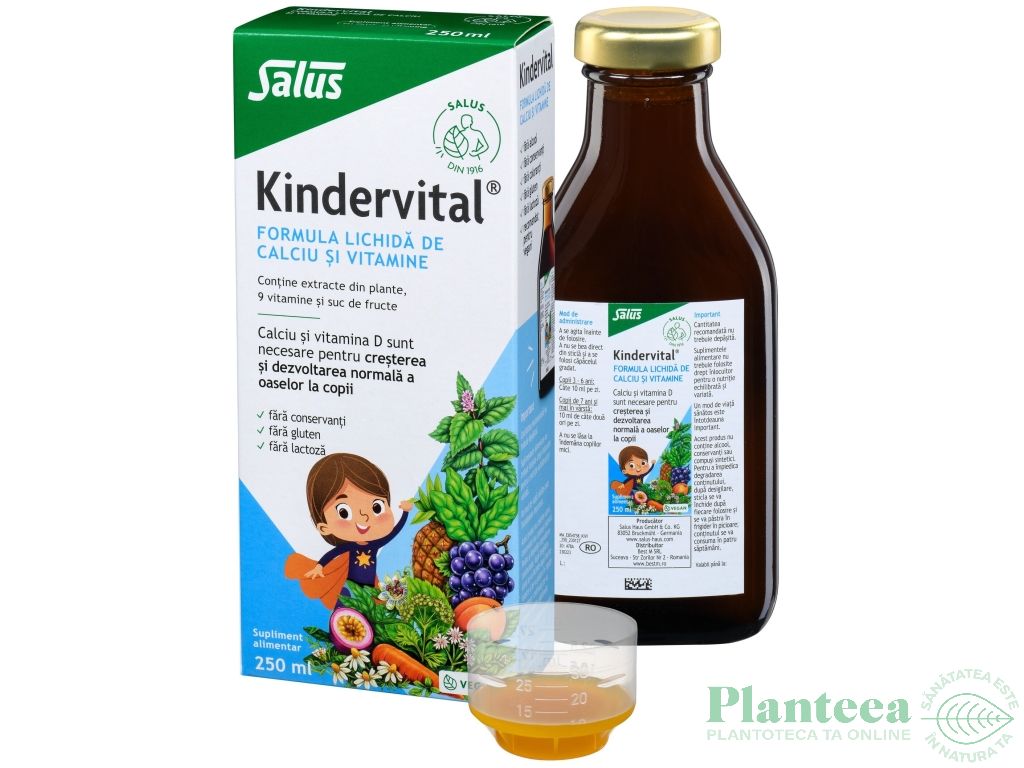 Formula lichida calciu vitamine copii KinderVital 250ml - SALUS HAUS