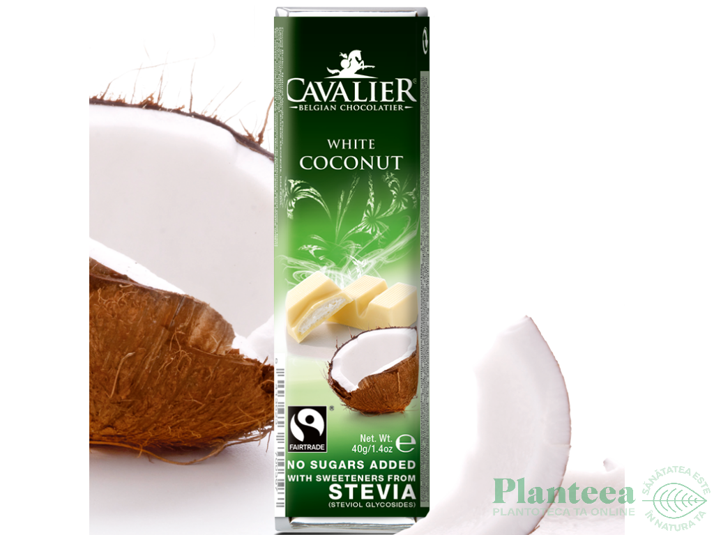 Ciocolata alba crema cocos 40g - CAVALIER