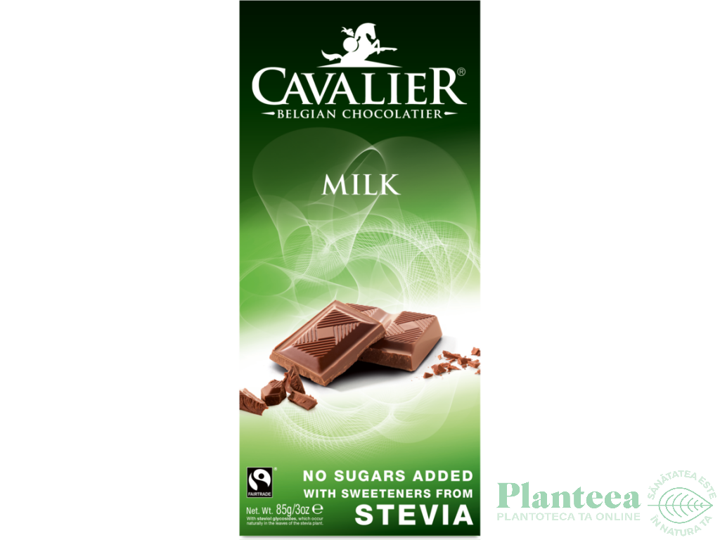 Ciocolata lapte belgiana stevia 85g - CAVALIER