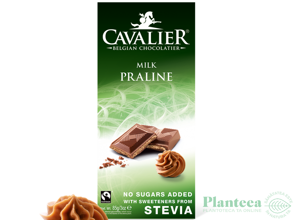 Ciocolata lapte belgiana cu praline alune 85g - CAVALIER