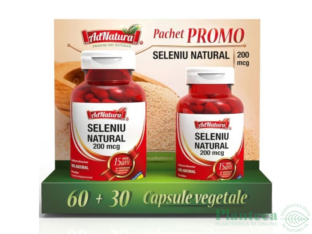 Pachet Seleniu natural 200mcg 60+30cps - ADNATURA