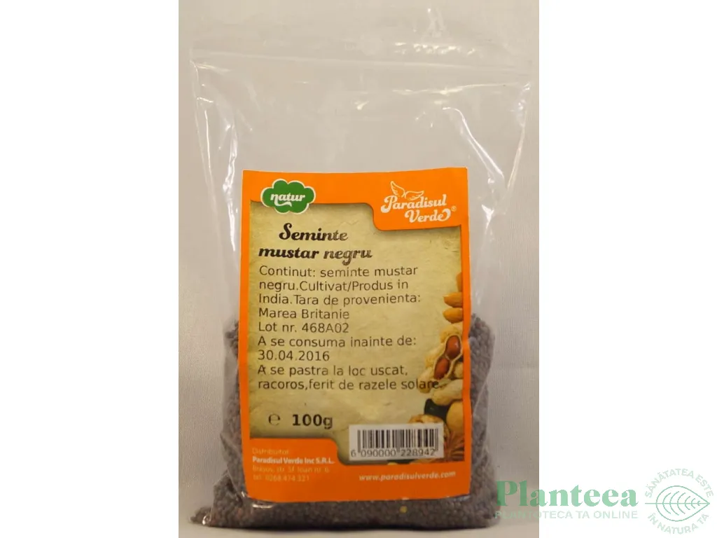Condiment mustar negru boabe 100g - PARADISUL VERDE