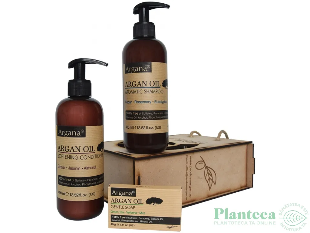 Set Cadou rustic [sampon 400ml+balsam par 400ml+sapun argana 40g] 3b - AZBANE