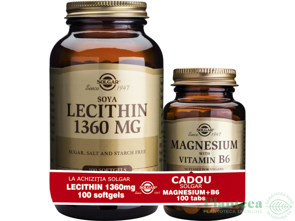 Pachet Lecitina 1360mg 100cp+Magneziu B6 100cp - SOLGAR