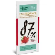 Ciocolata neagra 87%cacao capsuni stevia Exceedance 90g - SWEET&SAFE