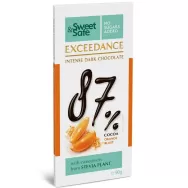 Ciocolata neagra 87%cacao portocale stevia Exceedance 90g - SWEET&SAFE