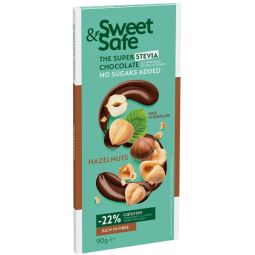 Ciocolata lapte cu alune padure stevia 90g - SWEET&SAFE