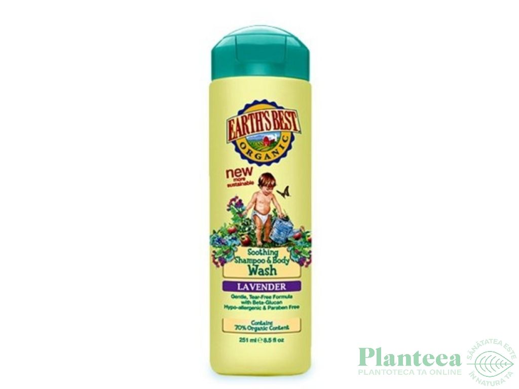 Sampon gel dus lavanda bebe copii 251ml - EARTH`S BEST