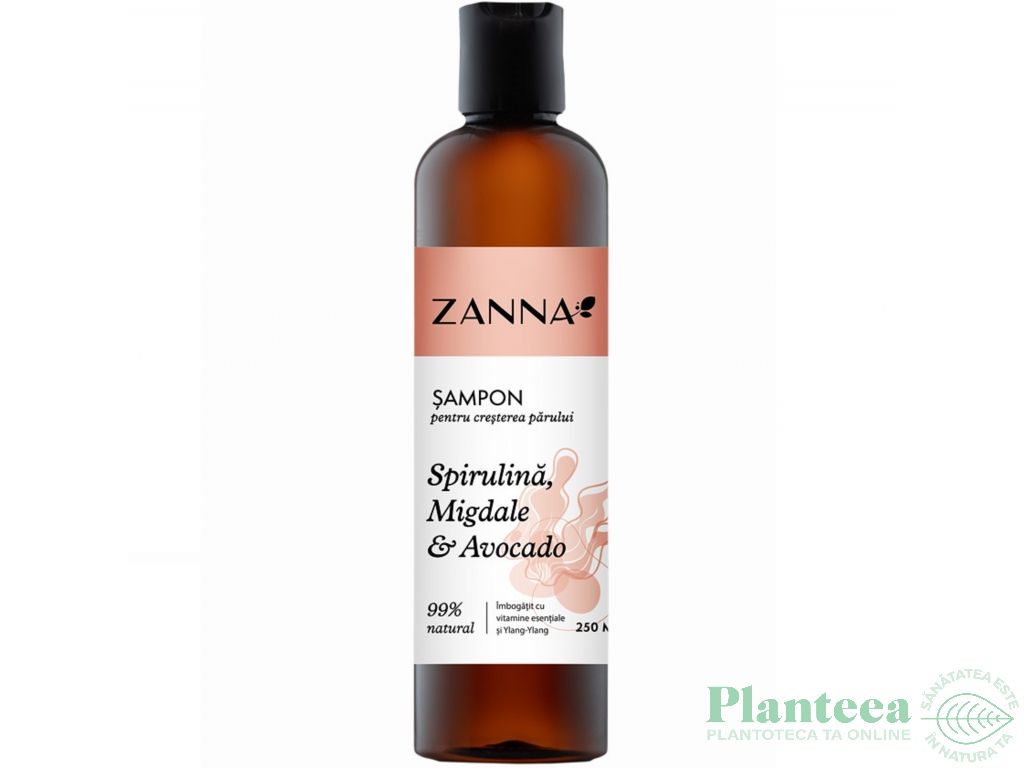 Sampon cresterea parului spirulina migdale avocado 250ml - ZANNA