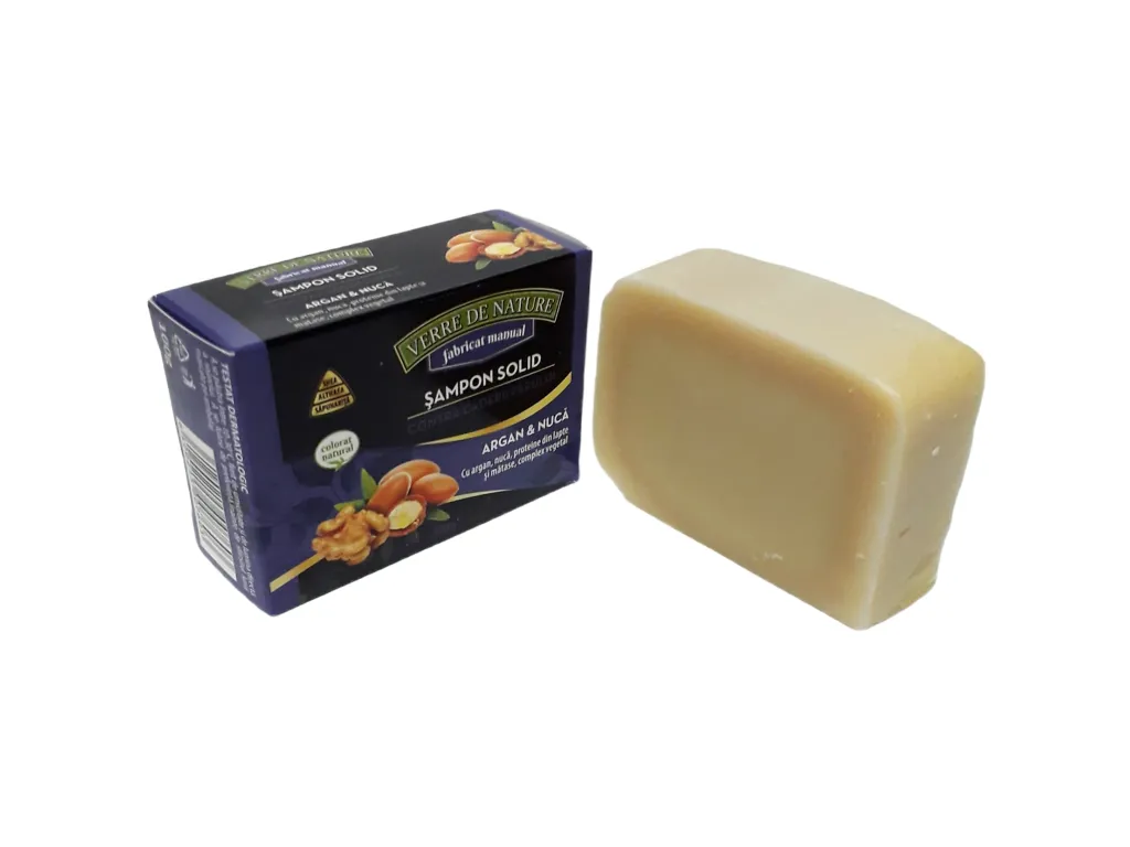 Sampon solid contra caderii parului argan nuca proteine lapte matase 100g - VERRE DE NATURE