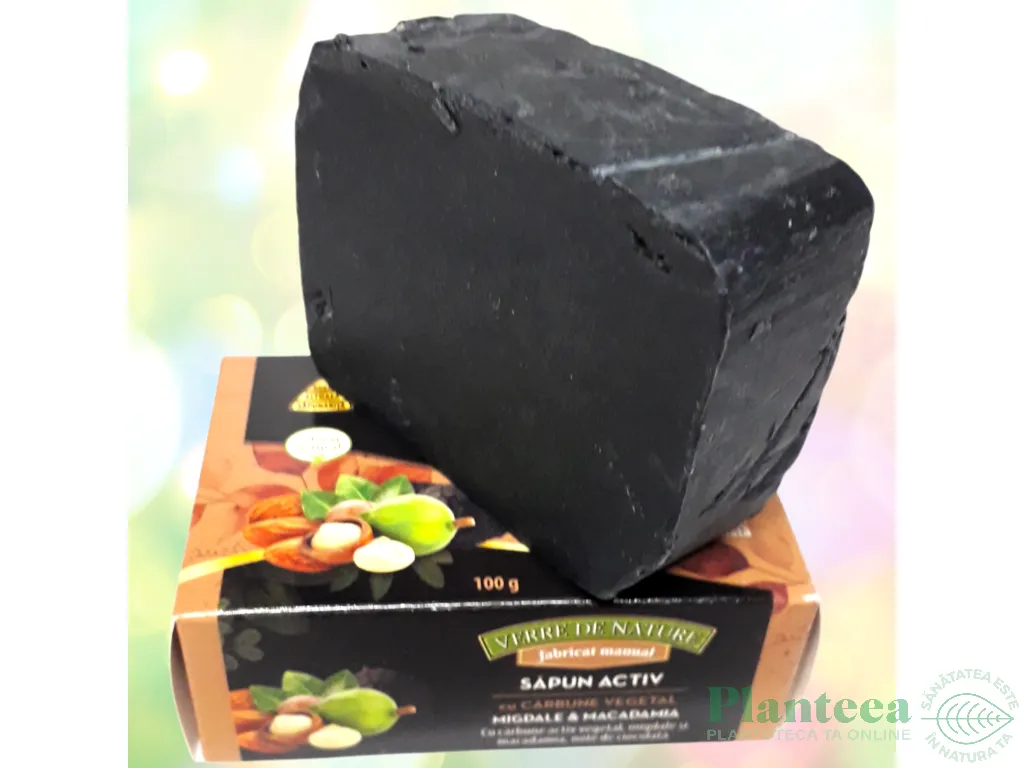 Sapun Activ carbune vegetal migdale macadamia note ciocolata 100g - VERRE DE NATURE