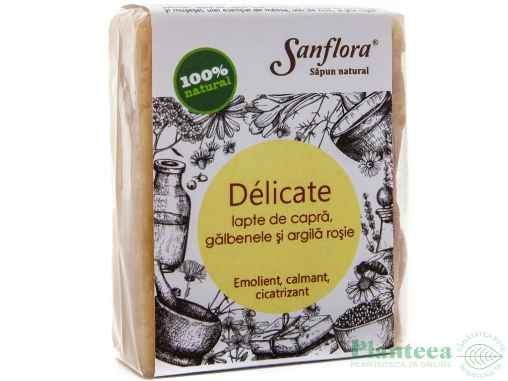 Sapun Delicate lapte capra galbenele argila rosie 100g - SANFLORA