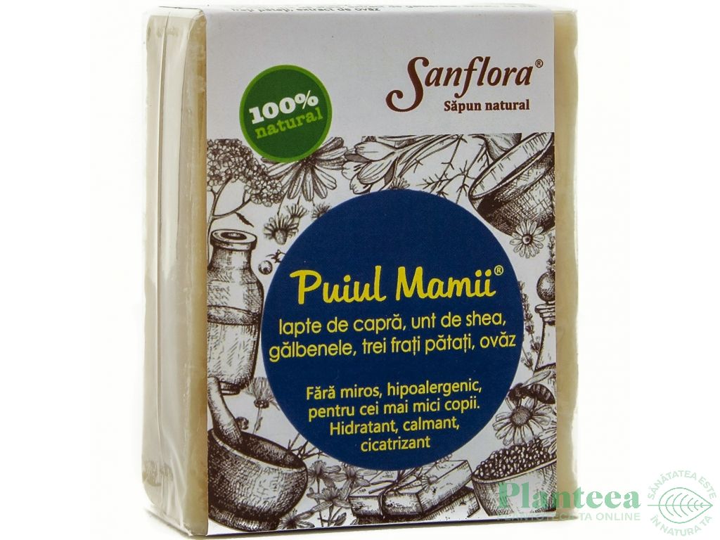 Sapun Puiul Mamii lapte capra unt shea galbenele trei frati patati ovaz 100g - SANFLORA