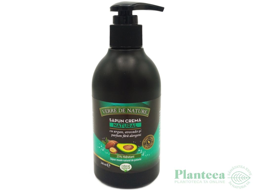 Sapun crema natural argan avocado parfum fara alergeni 240ml - VERRE DE NATURE