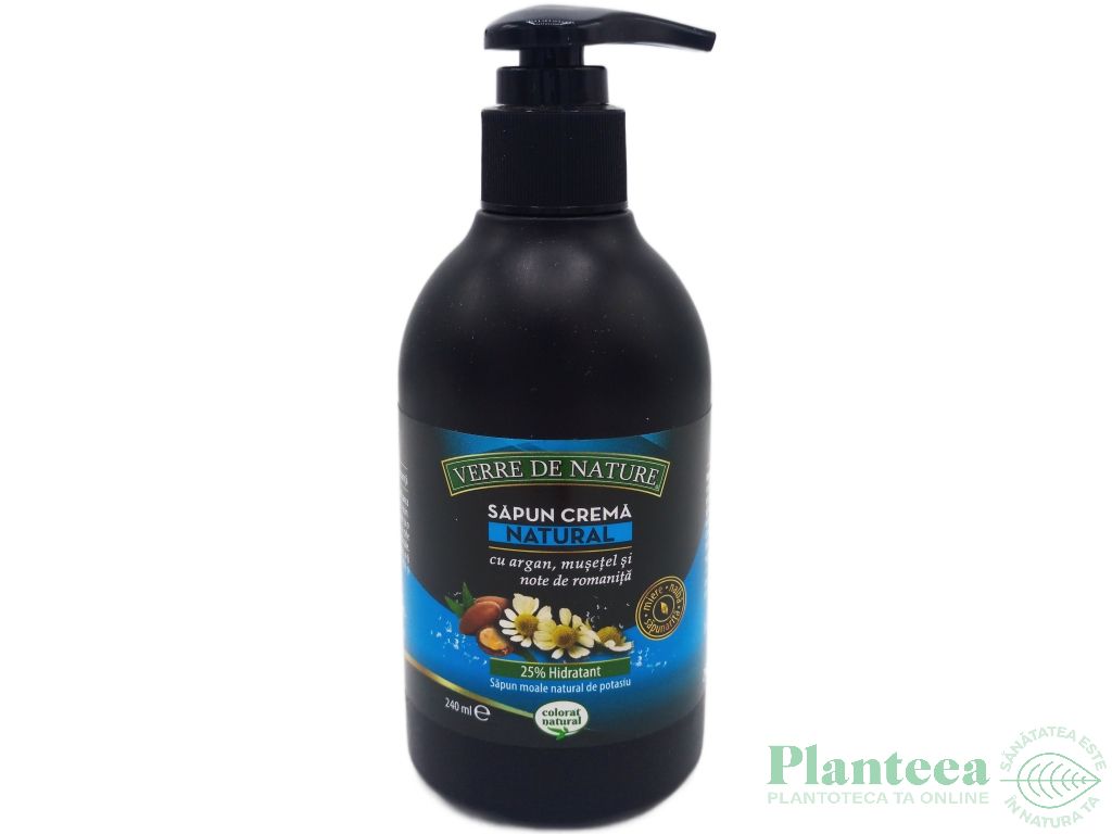 Sapun crema natural argan musetel note romanita 240ml - VERRE DE NATURE
