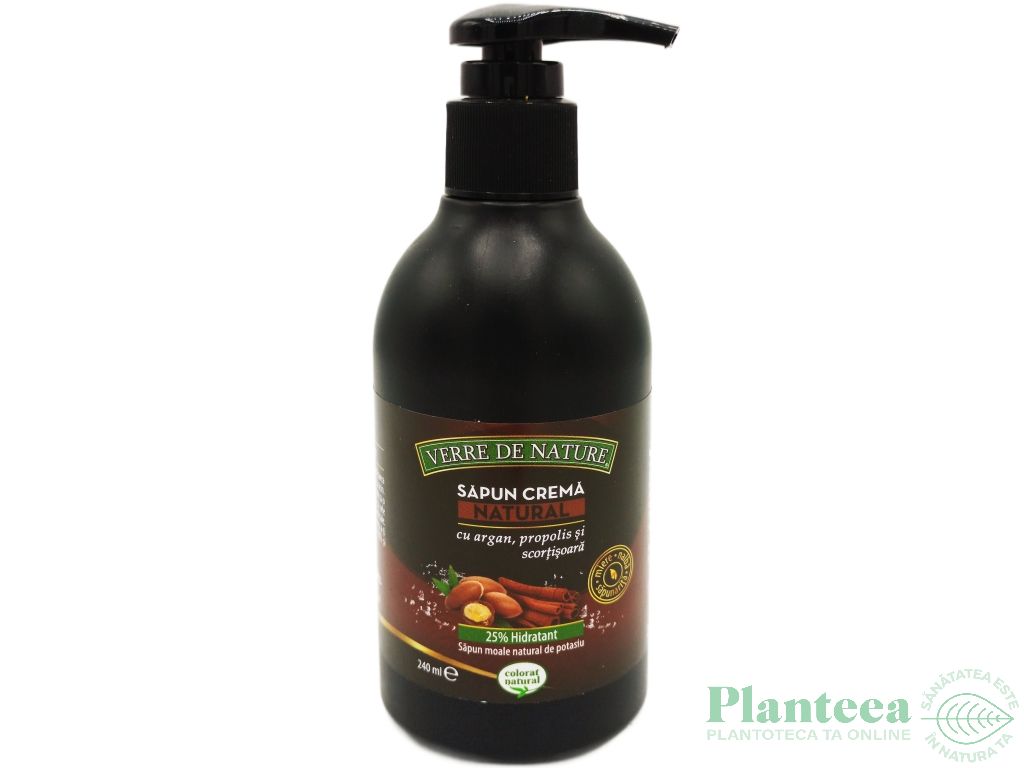 Sapun crema natural argan propolis scortisoara 240ml - VERRE DE NATURE