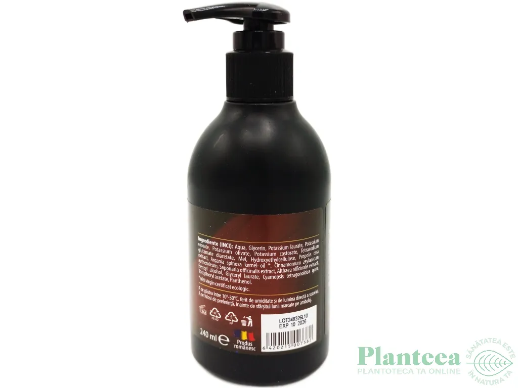 Sapun crema natural argan propolis scortisoara 240ml - VERRE DE NATURE