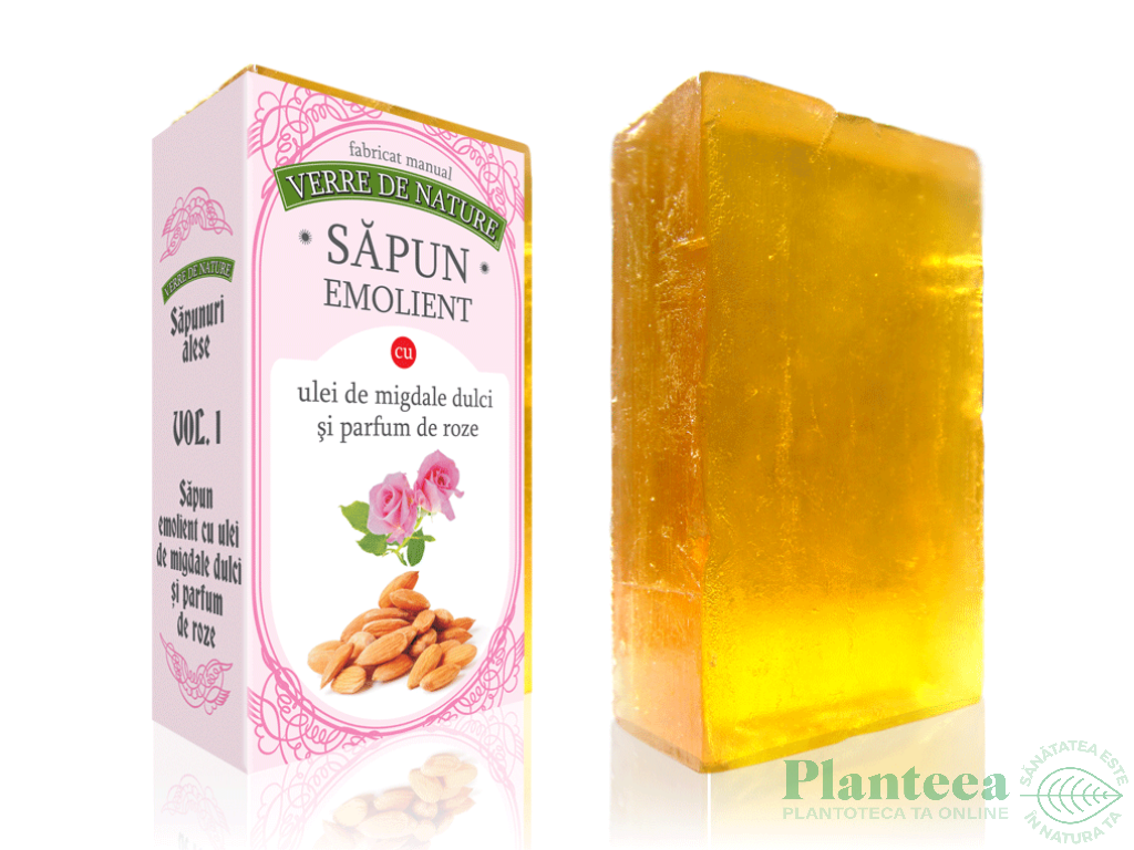 Sapun Emolient ulei migdale dulci parfum roze 100g - VERRE DE NATURE