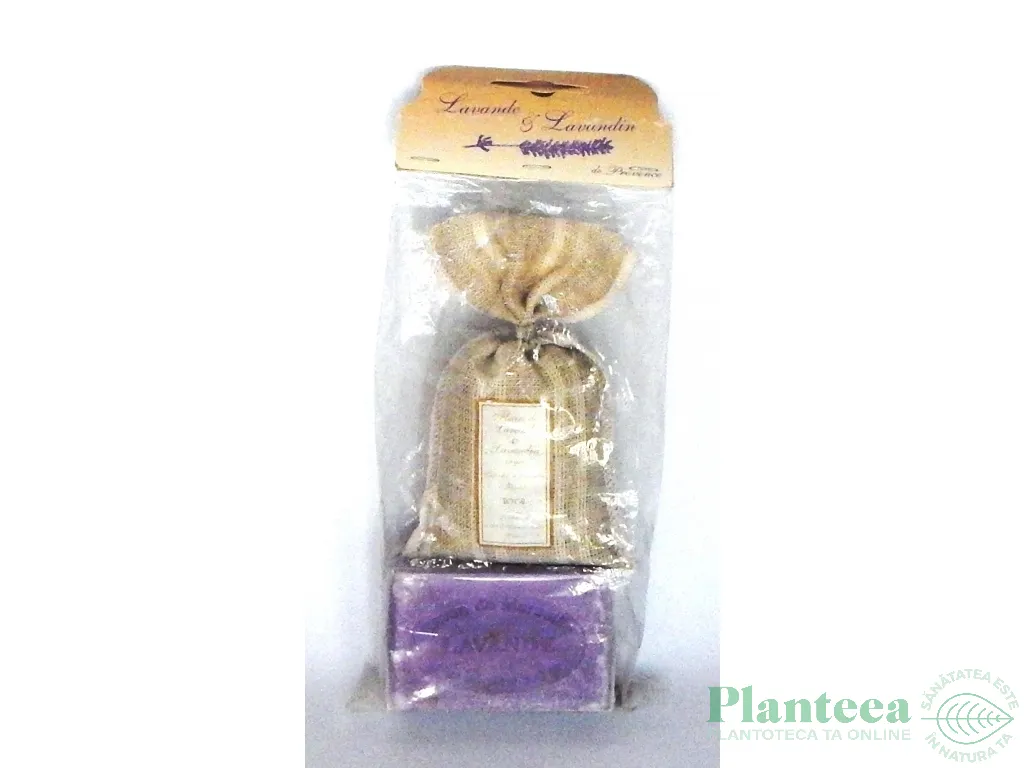 Set cadou Sapun lavanda+Saculet iuta lavanda uscata - LE CHATELARD 1802