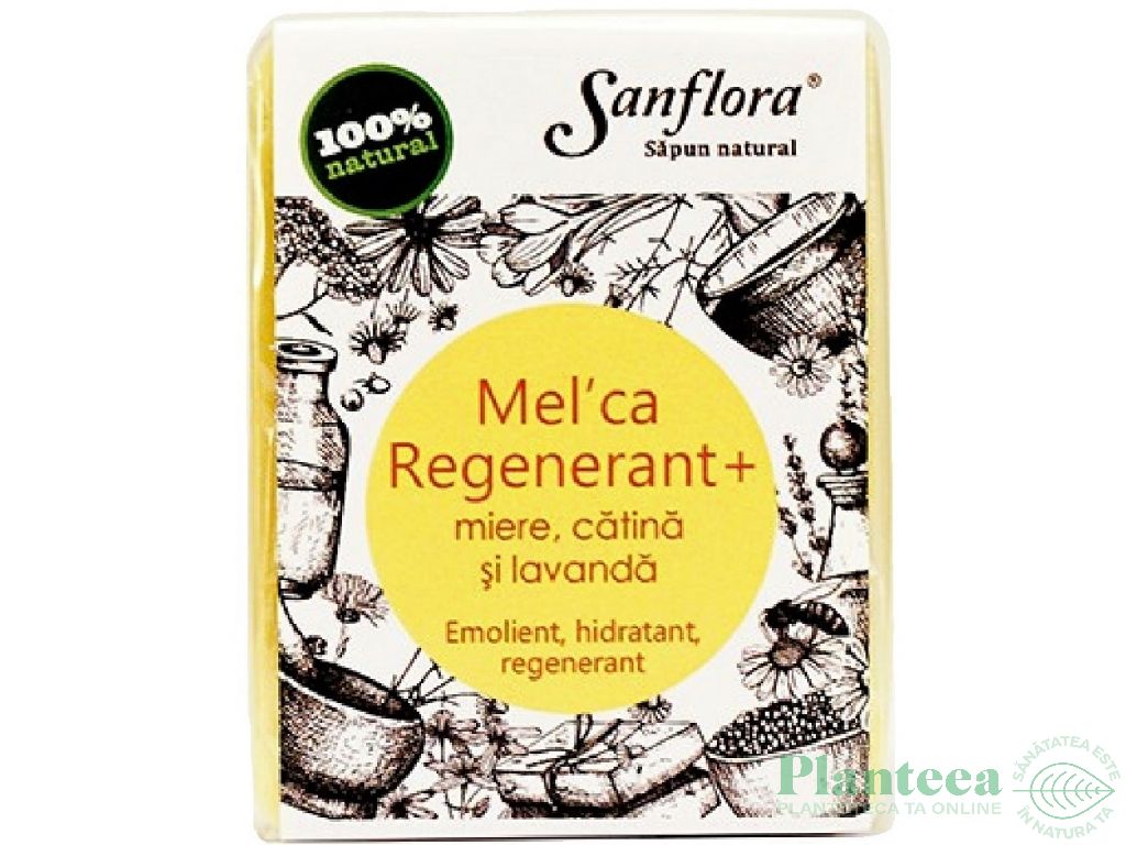 Sapun Mel`ca Regenerant+ miere catina lavanda 100g - SANFLORA