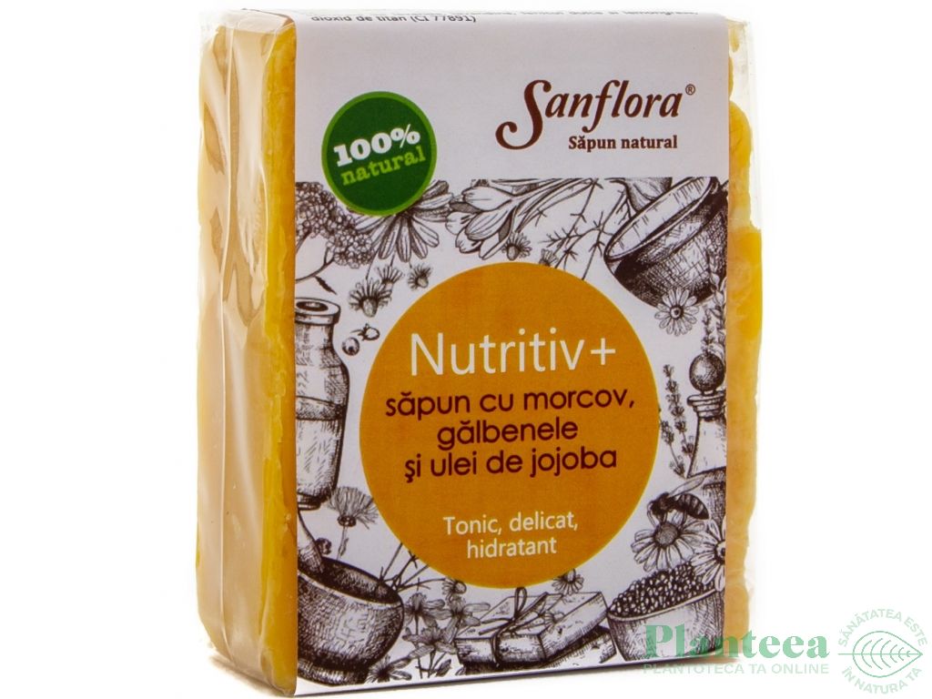 Sapun Nutritiv+ morcov galbenele ulei jojoba 100g - SANFLORA