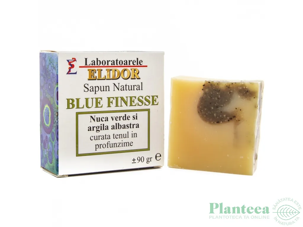 Sapun natural detoxifiant nuca verde argila albastra Blue Finesse 90g - ELIDOR