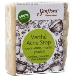 Sapun Verthe Acne Stop ceai verde menta urzica 100g - SANFLORA