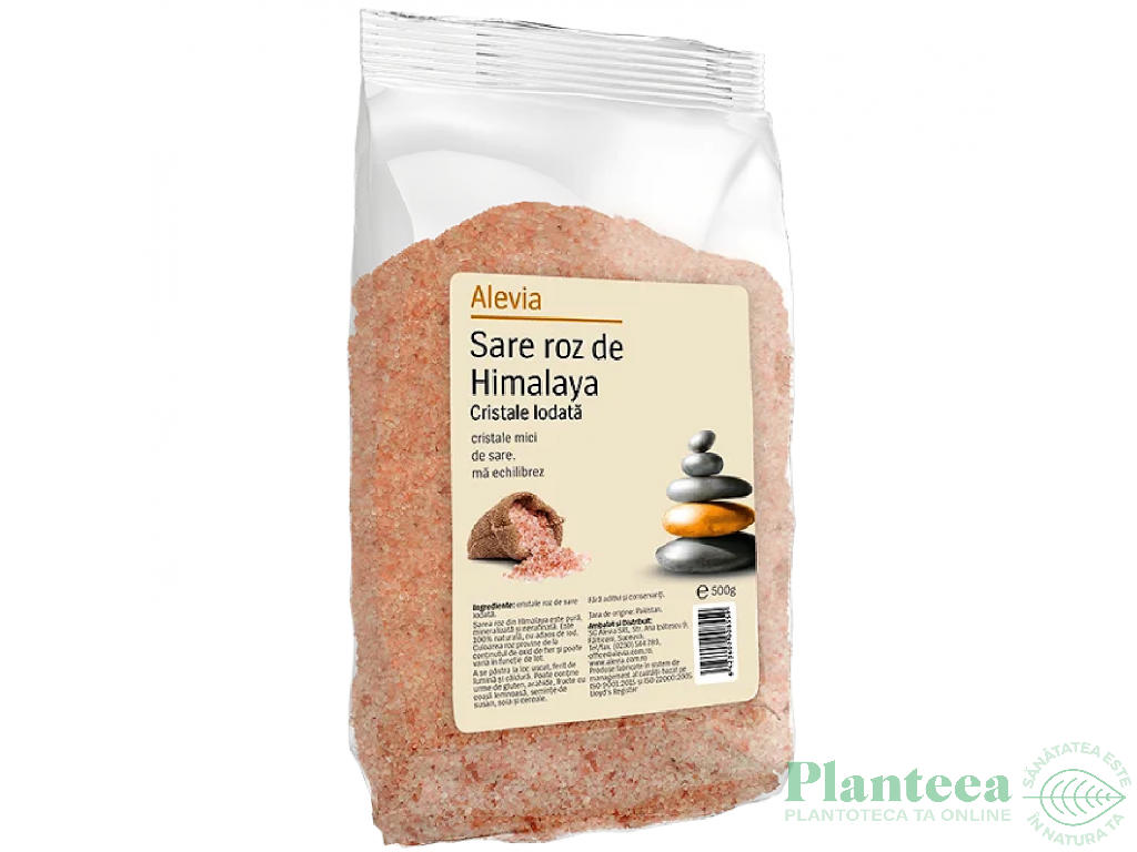 Sare roz cristale Himalaya iodata 500g - ALEVIA