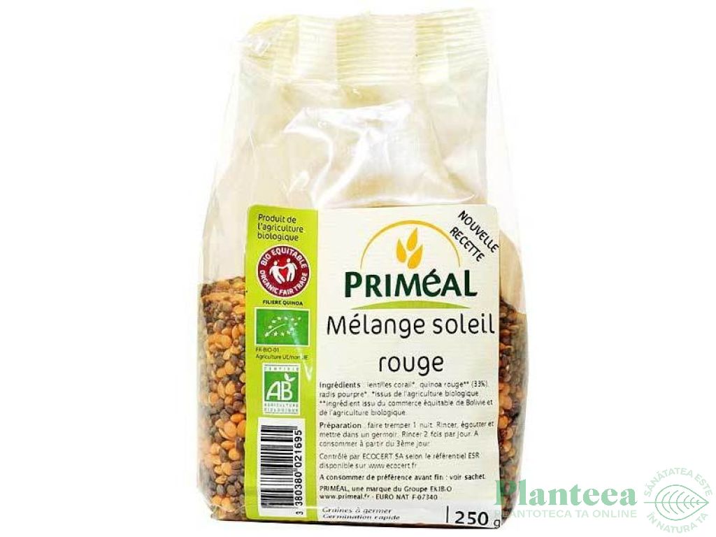 Mix seminte soare rosu pt germinat eco 250g - PRIMEAL