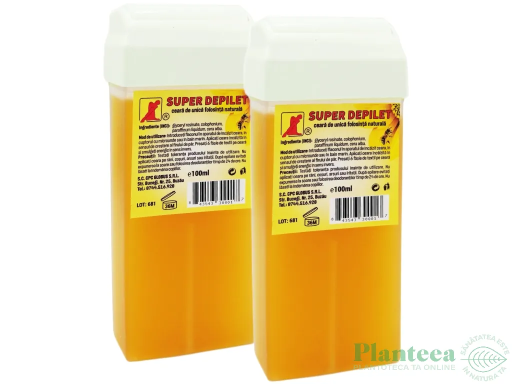 Set Ceara epilatoare unica folosinta naturala aplicator mare Super 2x100ml - DEPILET