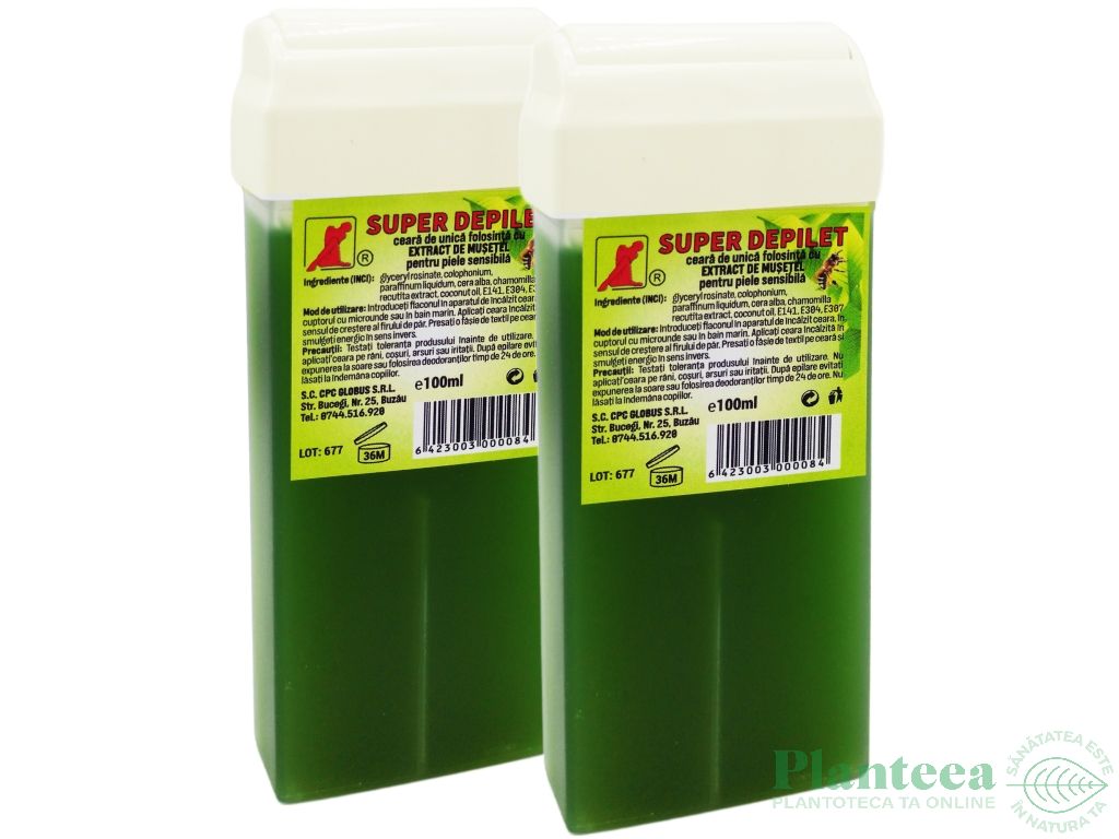 Set Ceara epilatoare unica folosinta musetel aplicator mare Super 2x100ml - DEPILET