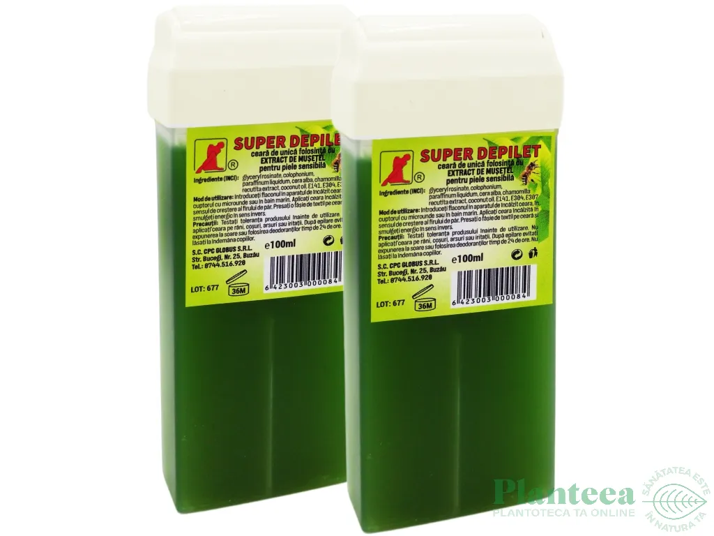Set Ceara epilatoare unica folosinta musetel aplicator mare Super 2x100ml - DEPILET