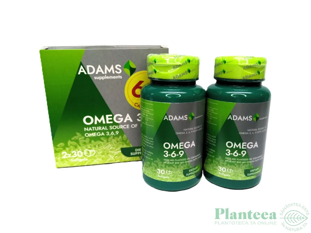Pachet Omega369 1000mg ulei seminte in 2x30cps - ADAMS SUPPLEMENTS