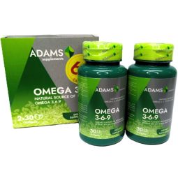 Pachet Omega369 1000mg ulei seminte in 2x30cps - ADAMS SUPPLEMENTS