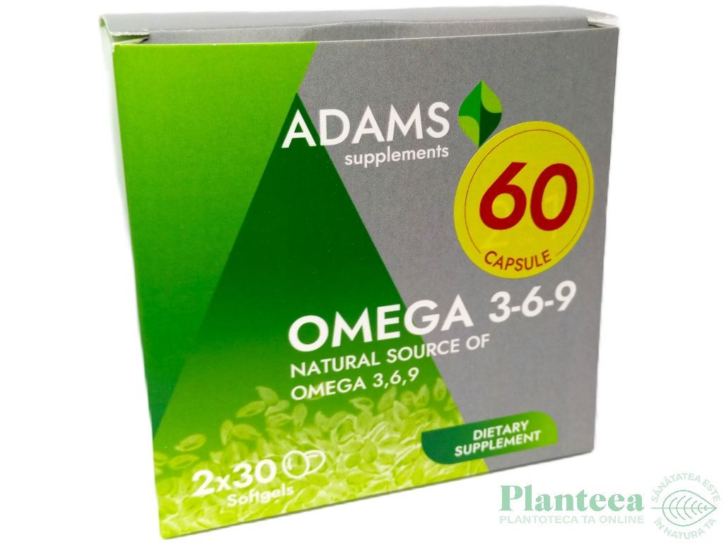 Pachet Omega369 1000mg ulei seminte in 2x30cps - ADAMS SUPPLEMENTS