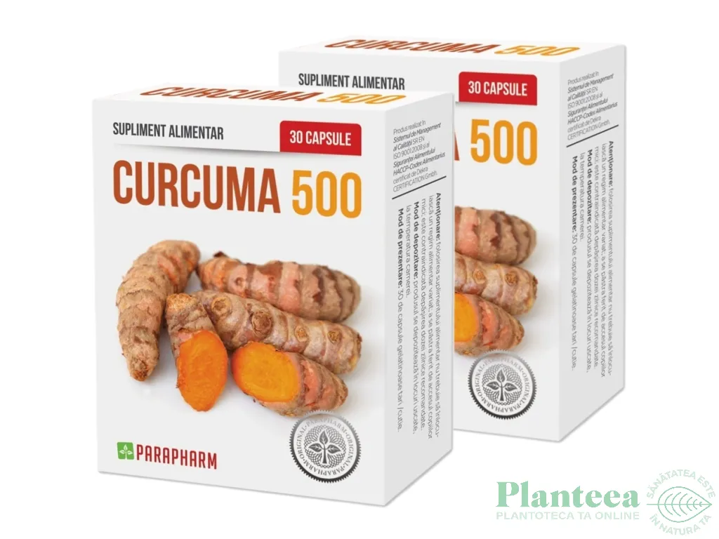 Pachet Curcuma 500mg 2x30cps - PARAPHARM