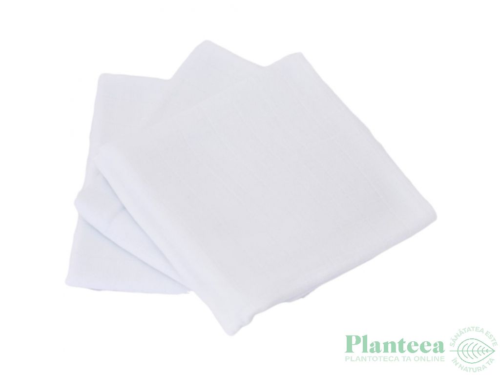 Set paturici muselina alba bebelusi 75x75cm 3b - PATURICA FERMECATA