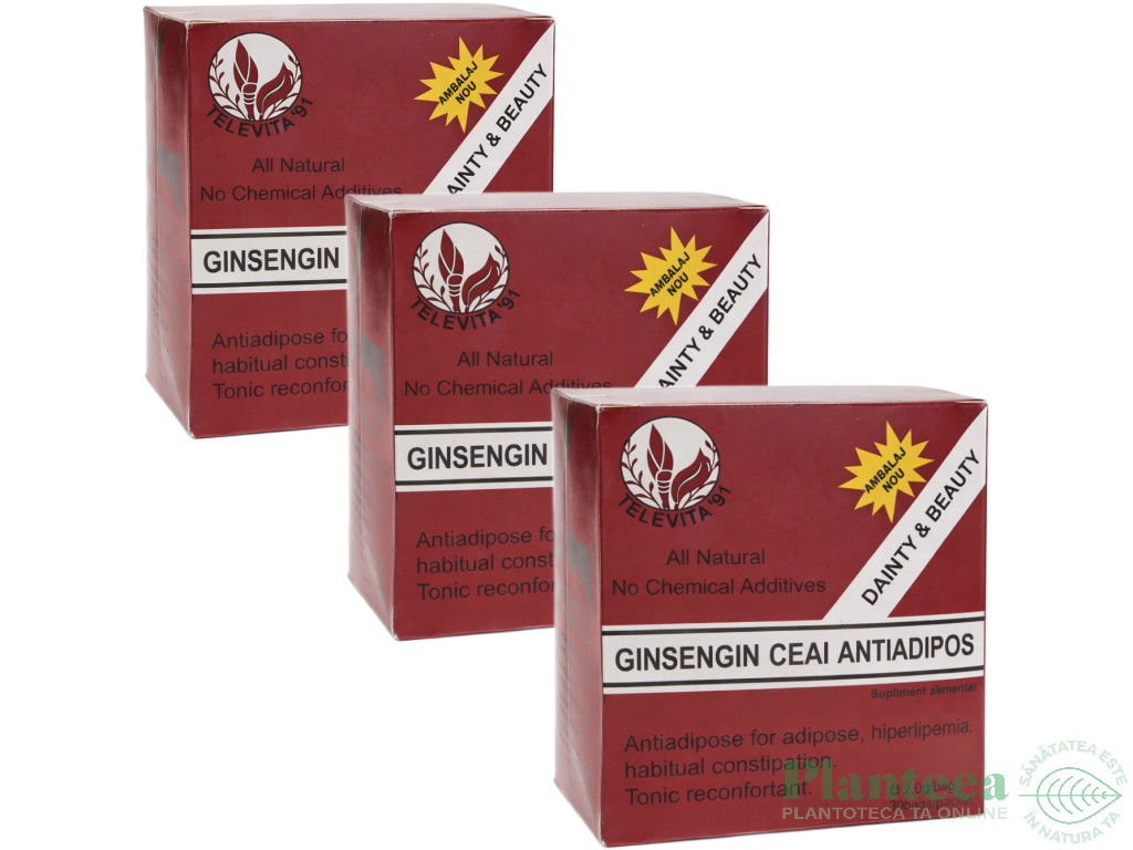 Set Ceai antiadipos ginseng 3x30dz - TELEVITA